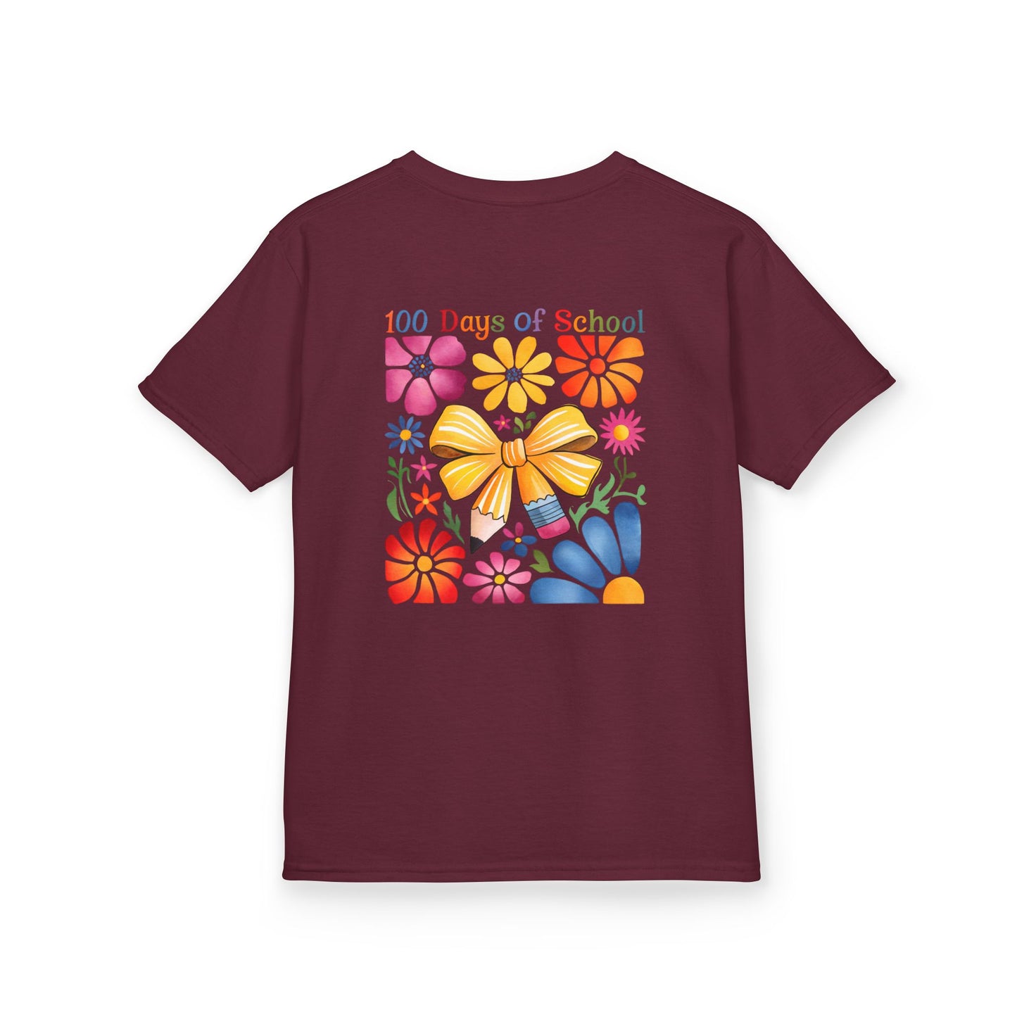 Colorful 100 Days of School Kids Tee, Flower Print T-Shirt for Students, End of Year Celebration Shirt, Fun School Day Wear, Gift for Kids