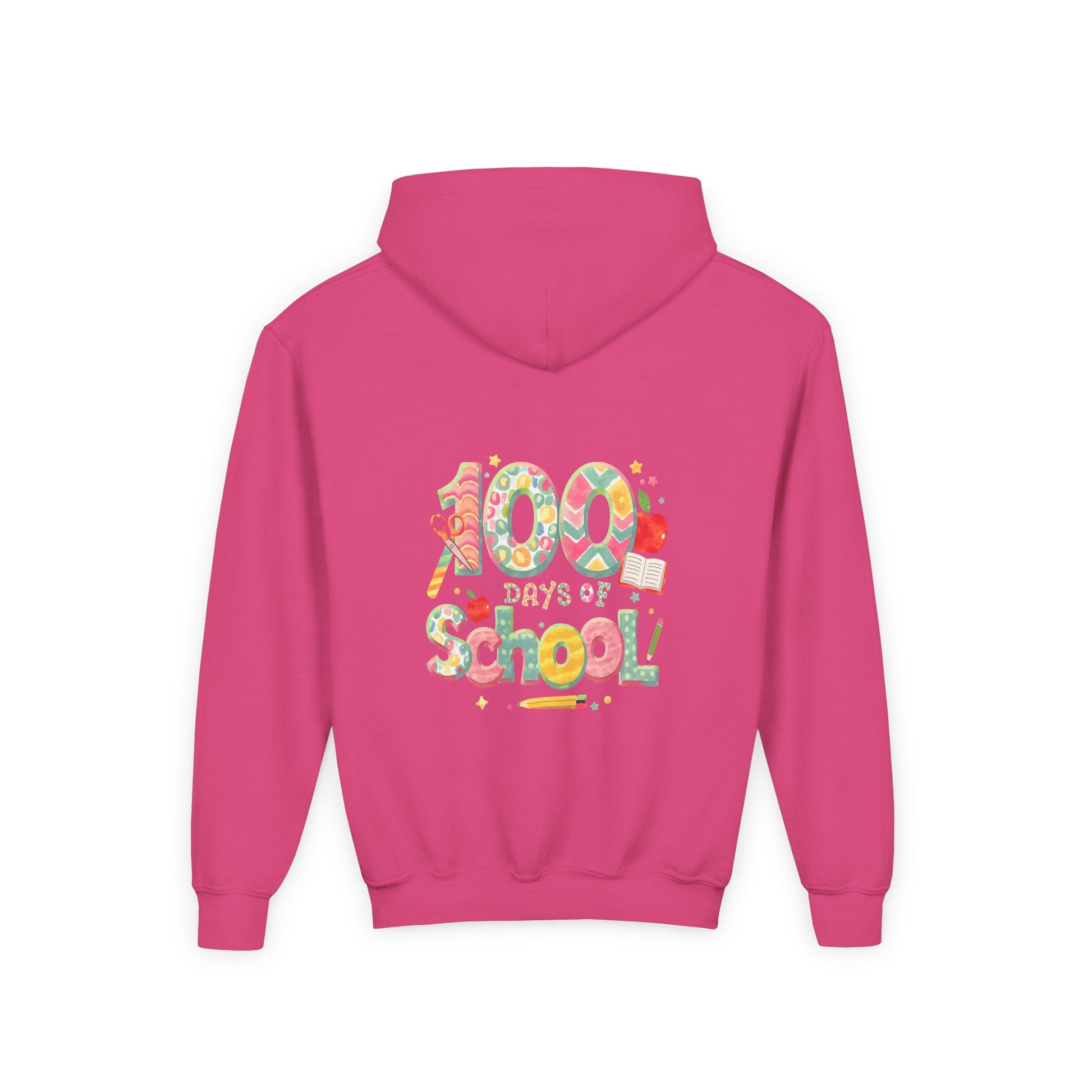 100 Days of School Youth Hoodie, Colorful School Spirit Sweatshirt, Kids Celebration Hoodie, Perfect for School Events, Fun Memory Gear