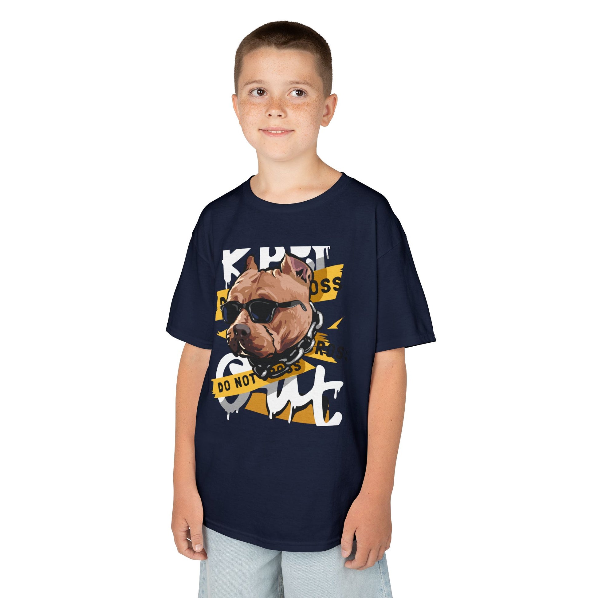 Cool Dog Graphic Kids Tee, Kids T-Shirt, Dog Lover Gift, Funny Animal Shirt, Birthday Gift, Casual Wear Navy