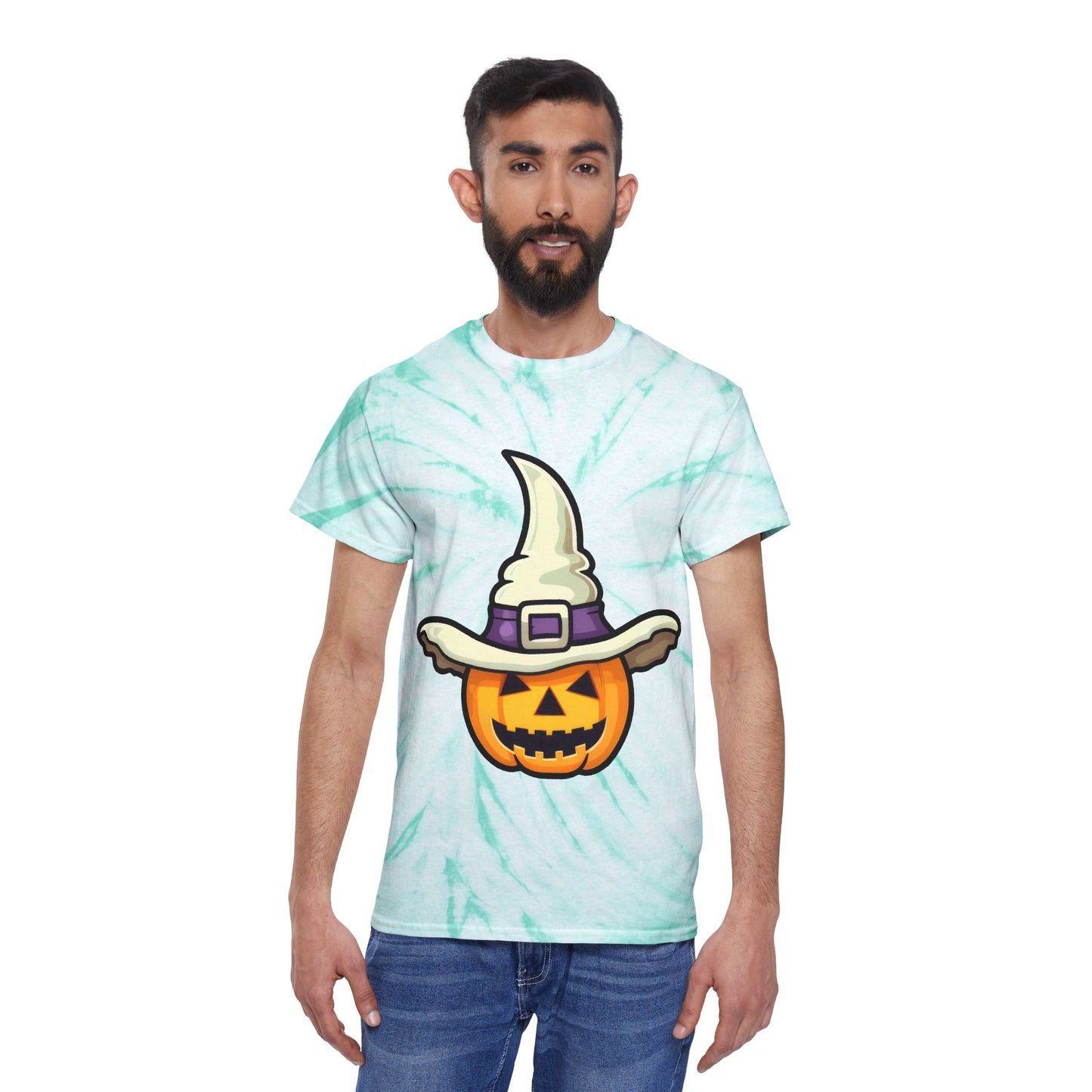 Halloween Tie-Dye Tee, Pumpkin Witch Shirt, Festival Apparel, Spooky Season Outfit, Tie-Dye T-Shirt, Fall Celebrations - Cozy Kawaii LLC