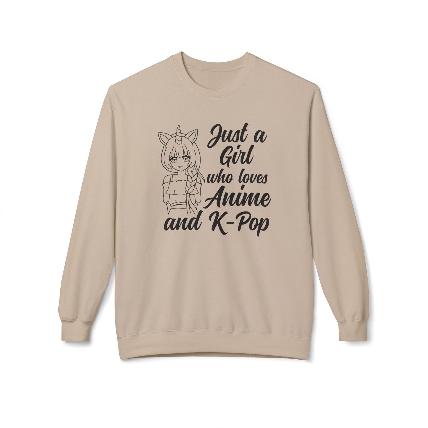 Anime & K-Pop Crewneck Sweatshirt, Cozy Gift for Fans, Cute Fashion for Anime Lovers, Perfect for Casual Outfits, Birthday & Holiday Gift Sand