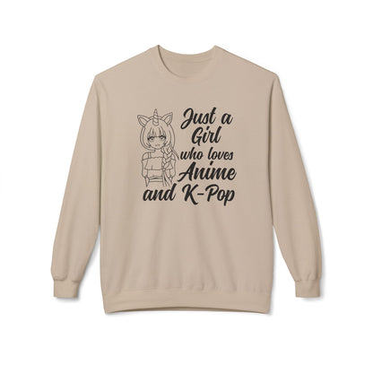 Anime & K-Pop Crewneck Sweatshirt, Cozy Gift for Fans, Cute Fashion for Anime Lovers, Perfect for Casual Outfits, Birthday & Holiday Gift Sand