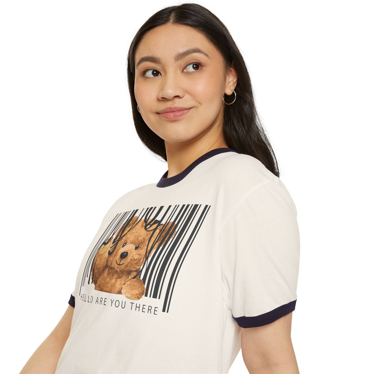 Whimsical Teddy Bear Ringer T-Shirt - Cute Gift for Kids, Funny Tee, Casual Wear, Birthday Present, Humor Apparel