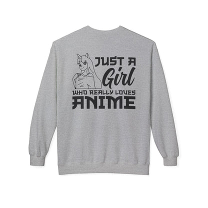 Anime Lover Crewneck Sweatshirt - Just a Girl Who Really Loves Anime, Unisex Casual Apparel, Anime Gift, Cozy Fashion, Fleece Sweater