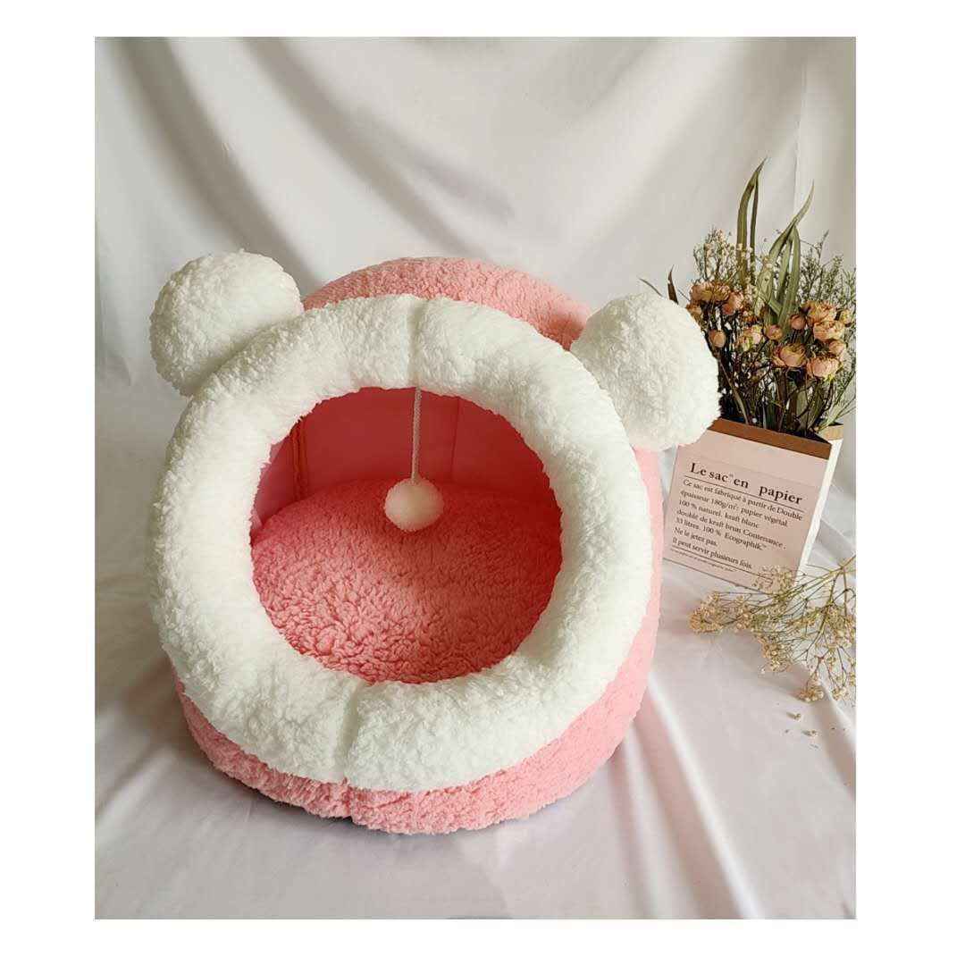 Winter pet cat house with velvet Mickey