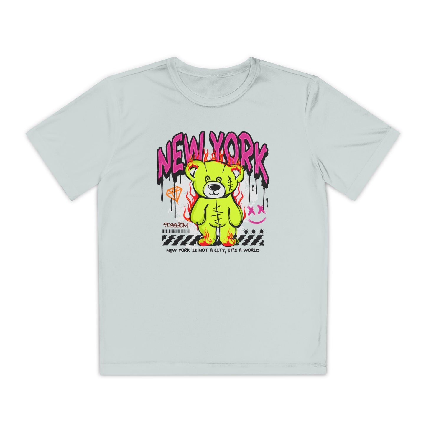 Youth Graphic Tee, Cool Youth T-Shirt, Trendy Urban Shirt, Vibrant Streetwear, Gift for Kids, New York Style Apparel Silver