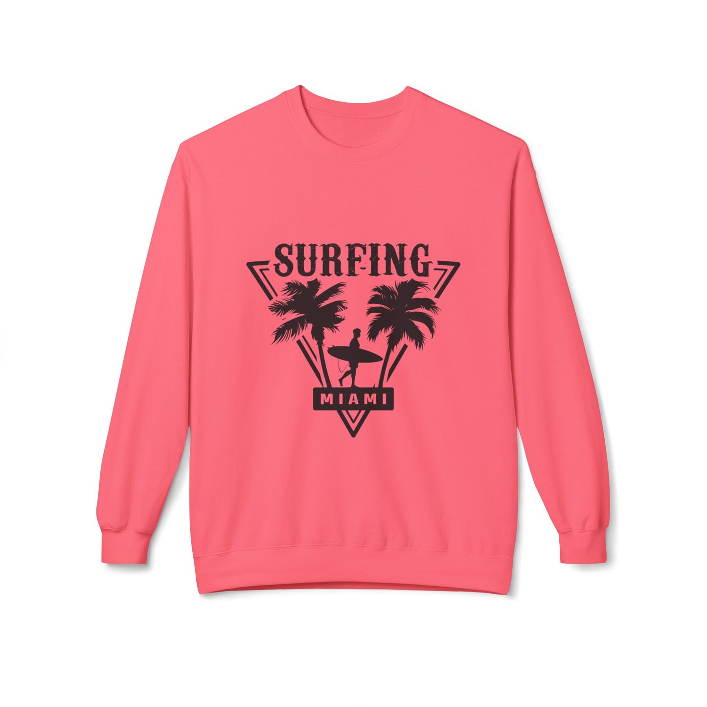 Miami Surfing Sweatshirt, Unisex Sweatshirt, Beach Lover Gift, Casual Layering Piece, Summer Vibes Apparel, Surfing Lifestyle Clothing Pink Lemonade