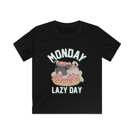 Kids Doughnut Fun Tee, Cute Kids T-Shirt, Monday Vibes Tee, Lazy Day Apparel, Fun Gift for Kids Black