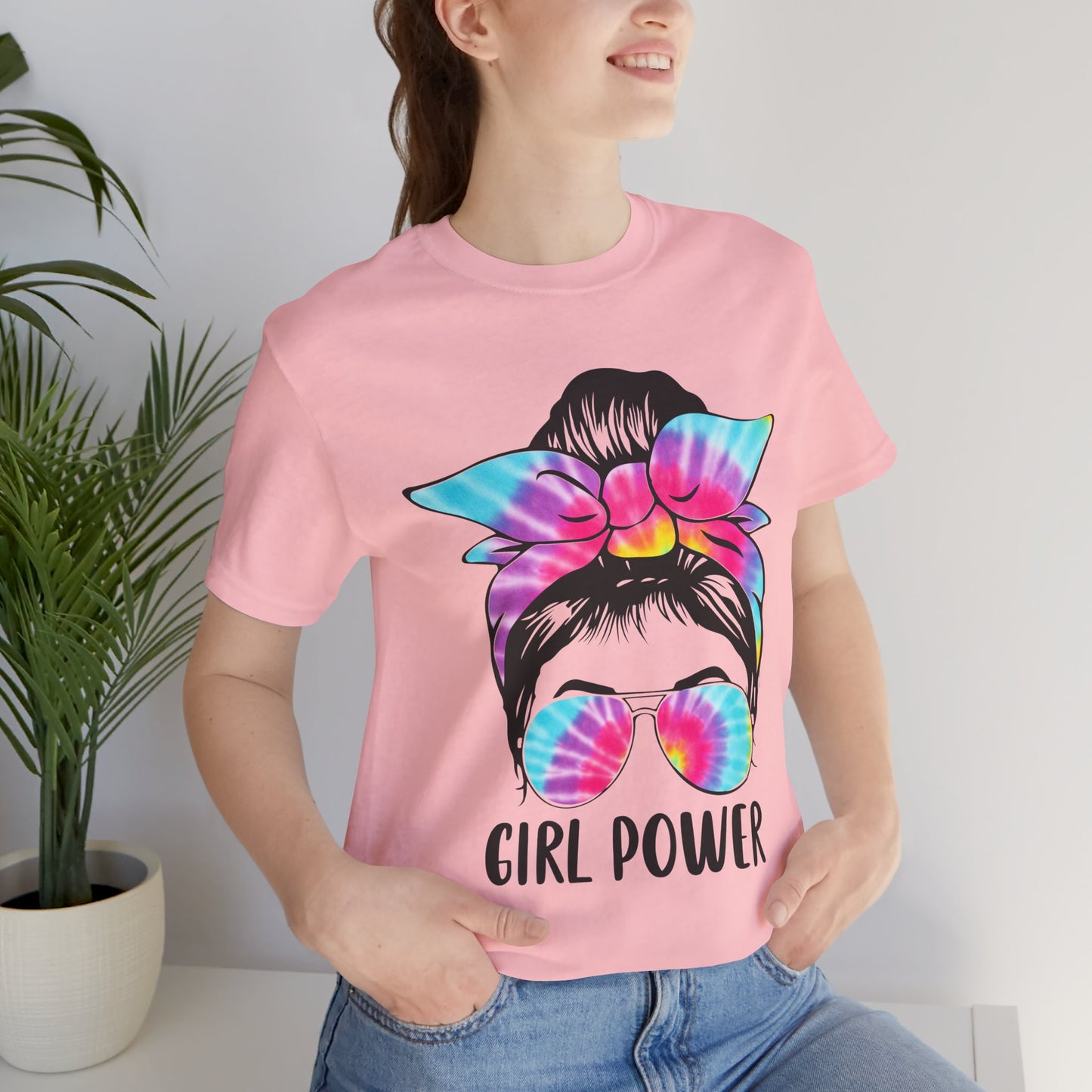 Girl Power Tie-Dye Tee, Unisex Short Sleeve Shirt, Feminist Apparel, Gift for Her, Casual Everyday Wear, Birthday Present
