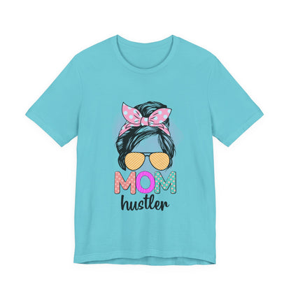 Mom Hustler Graphic Tee, Trendy Shirt for Moms, Mother's Day Gift, Motivational Tee, Casual Wear Turquoise