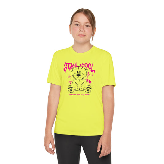 Youth Tee - Stay Cool Bear | Trendy Kids Shirt, Fun Tee for Boys and Girls, Casual Wear, Birthday Gift, Summer Style Neon Yellow