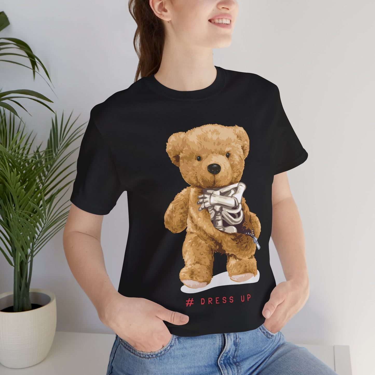 Cute Bear Dress Up Tee - Animal Lover Shirt, Gift for Kids, Playful Outfit for Birthdays, Fun Casual Wear, Adorable Graphic Tee Black