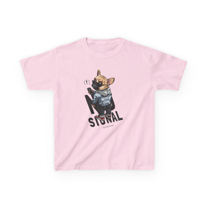 Kids Graphic Tee with Playful Dog Design, Casual Kids Tee, Pet Lovers Shirt, Fun Gift for Boys and Girls, Birthday Celebration Clothing Light Pink
