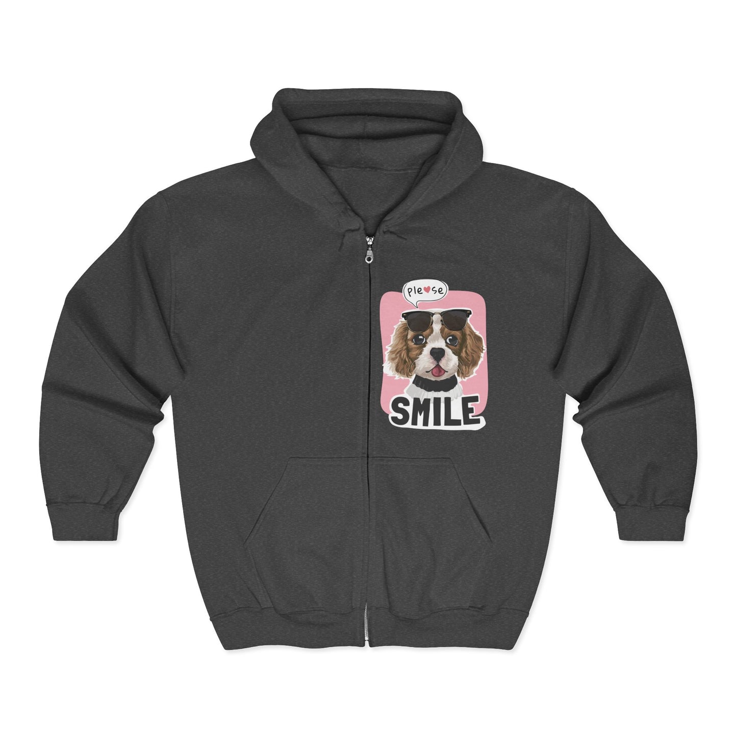 Cavalier King Charles Spaniel Sunglasses Zip Hoodie Dark Heather
