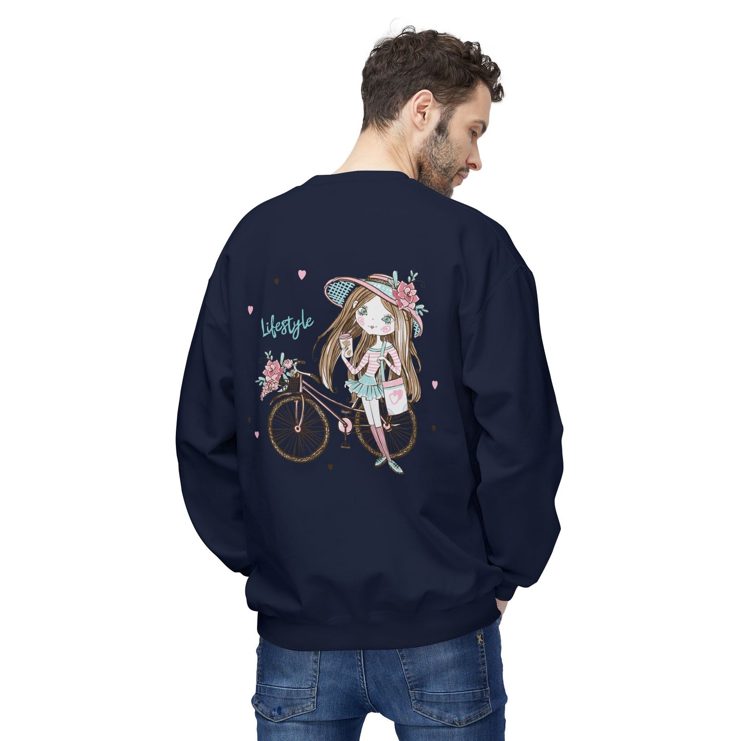 Chic Fleece Sweatshirt with Whimsical Bicycle Design - Perfect for Cozy Days, Gift for Cyclists, Cute Outfit for Spring, Birthday