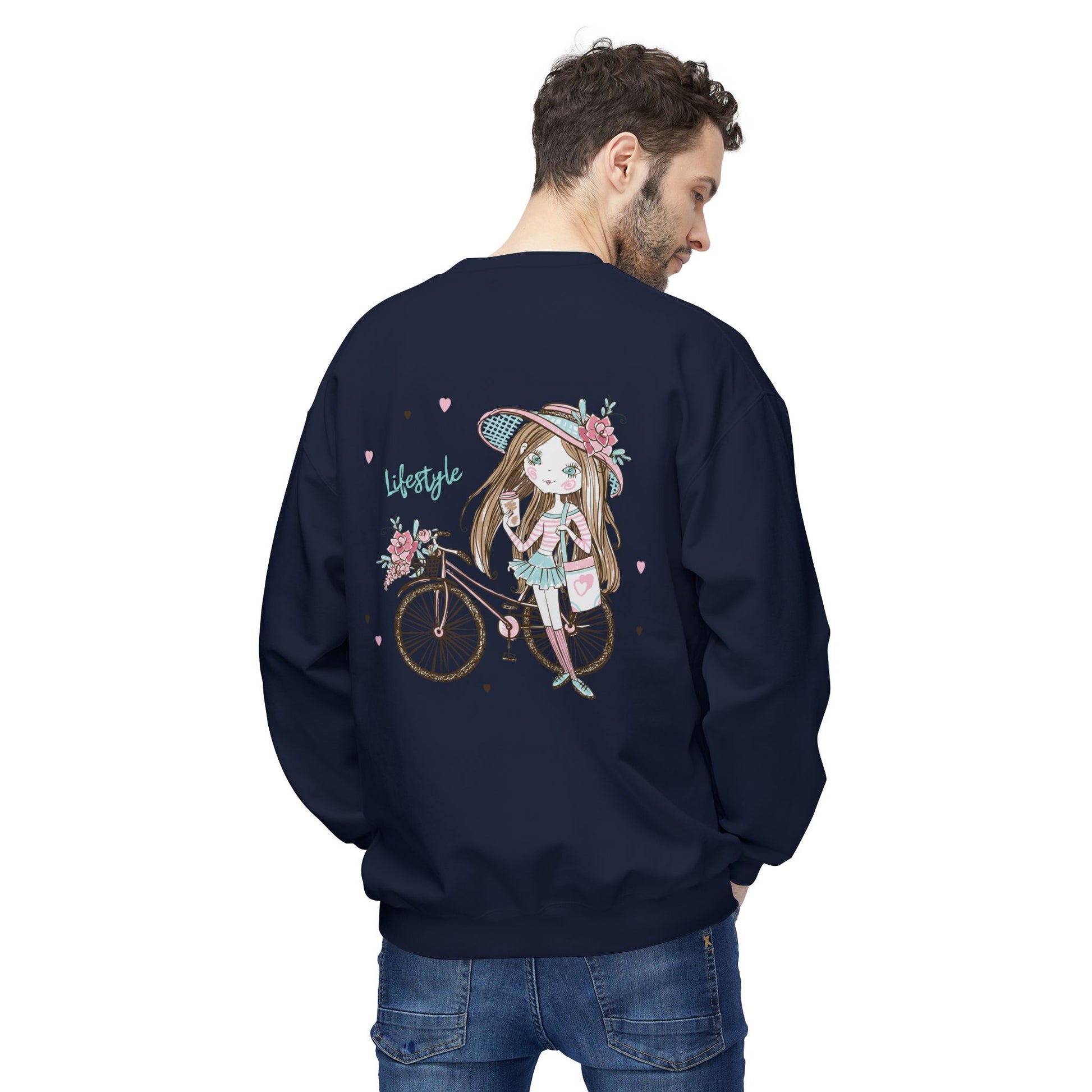Chic Fleece Sweatshirt with Whimsical Bicycle Design - Perfect for Cozy Days, Gift for Cyclists, Cute Outfit for Spring, Birthday