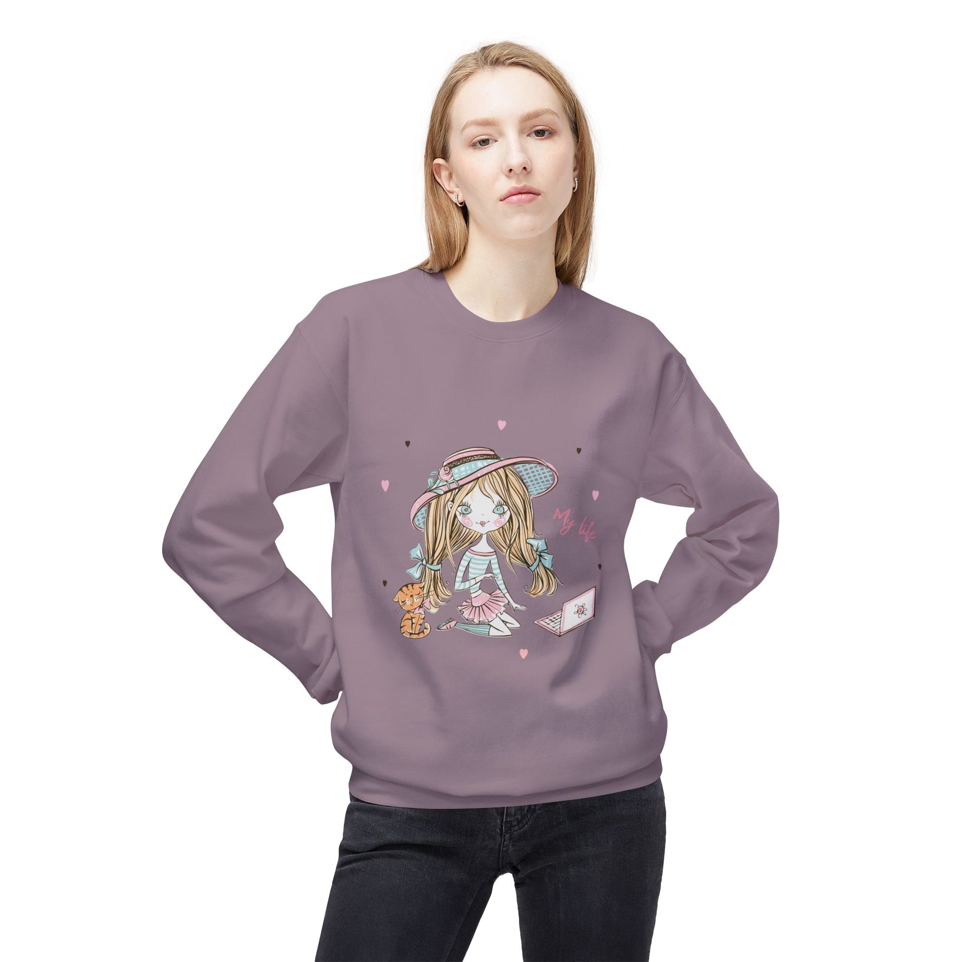 Cute Illustrated Crewneck Sweatshirt, Cozy Everyday Wear, Gift for Her, Fun Fashion, Casual Outfit, Birthday Present