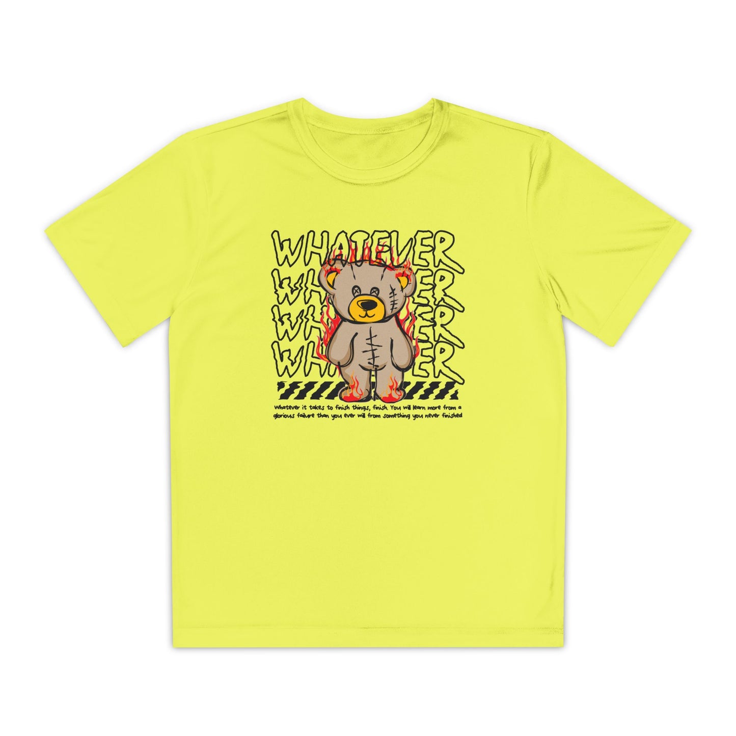 Bear Youth Graphic Tee, Motivational Tee for Kids, Fun Animal Print Shirt, Gift for Young Competitors, Casual Everyday Wear Neon Yellow