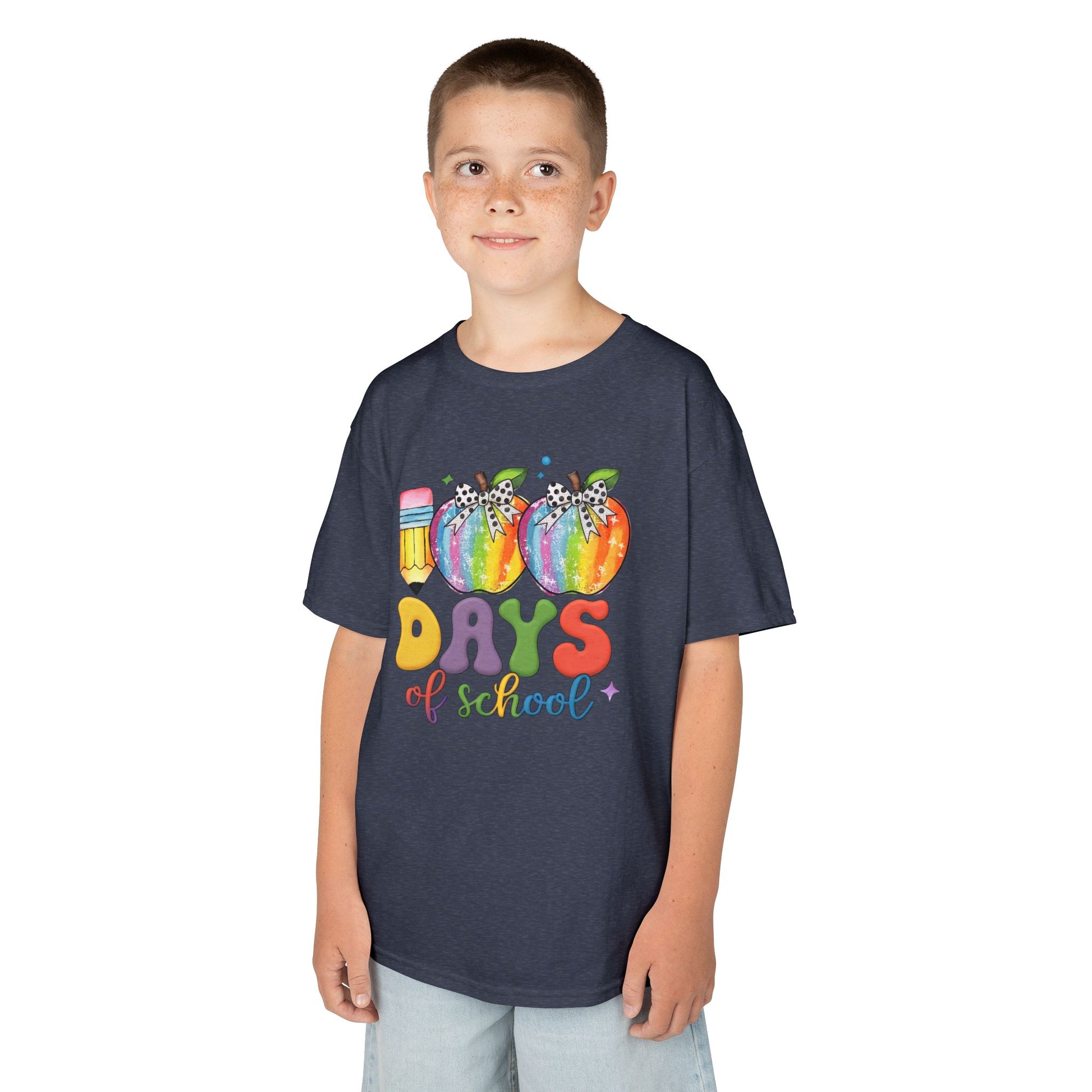 Colorful 100 Days of School Kids Tee, Fun T-Shirt, Back to School, Teacher Gift, Rainbow Design, Kid's Clothing