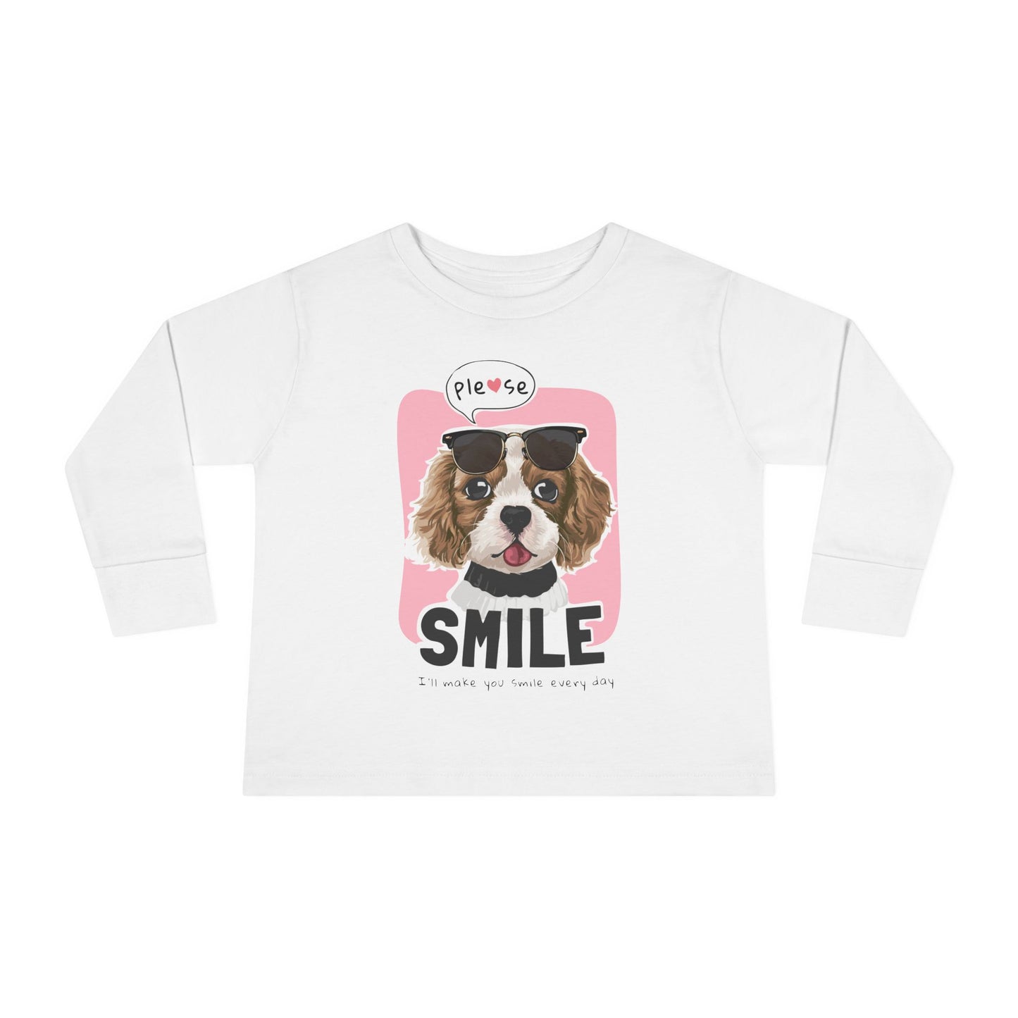 Toddler Long Sleeve Tee with Adorable Dog Design, Cute Kids Shirt, Birthday Gift, Pet Lovers Apparel, Everyday Wear