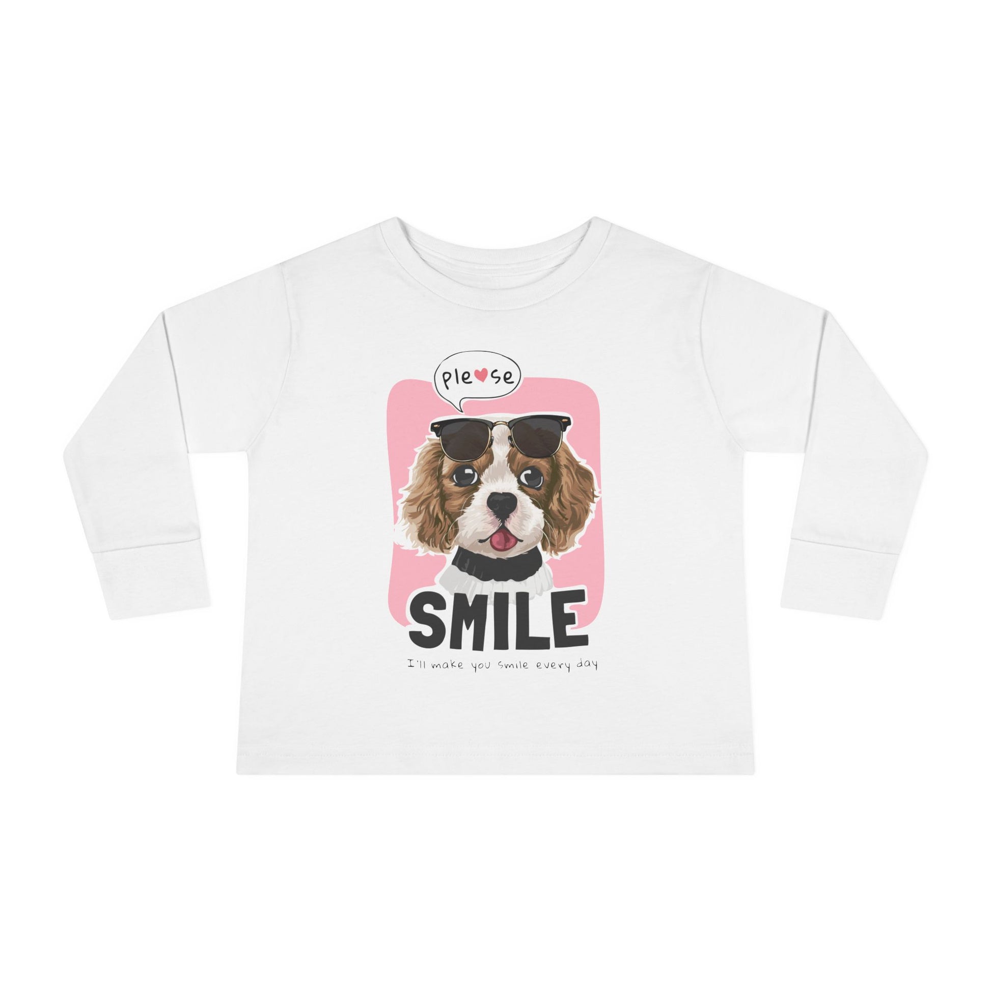 Toddler Long Sleeve Tee with Adorable Dog Design, Cute Kids Shirt, Birthday Gift, Pet Lovers Apparel, Everyday Wear