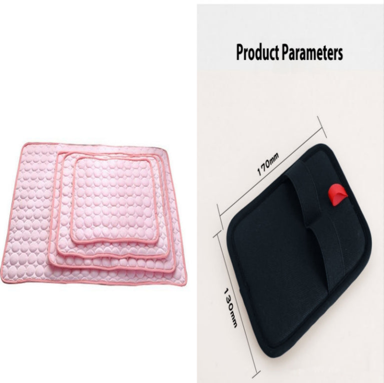 Pet Dog Cat Ice Silk Cold Nest Pad For Cooling In Summer Pink set