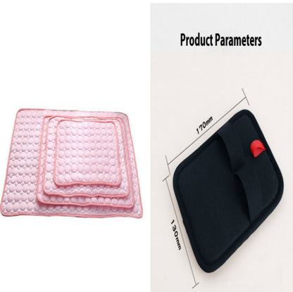 Pet Dog Cat Ice Silk Cold Nest Pad For Cooling In Summer Pink set