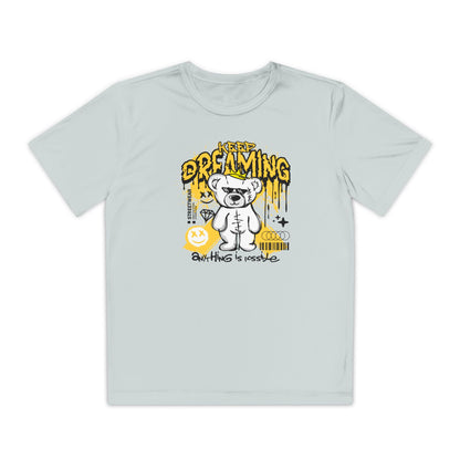 Keep Dreaming Youth Tee, Motivational Shirt, Children's Adventure Clothing, Birthday Gift, Cute Graphic Tee, Playful Style Silver