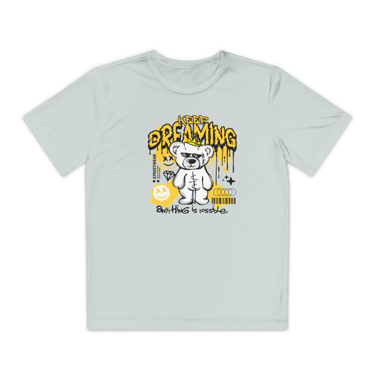 Keep Dreaming Youth Tee, Motivational Shirt, Children's Adventure Clothing, Birthday Gift, Cute Graphic Tee, Playful Style Silver