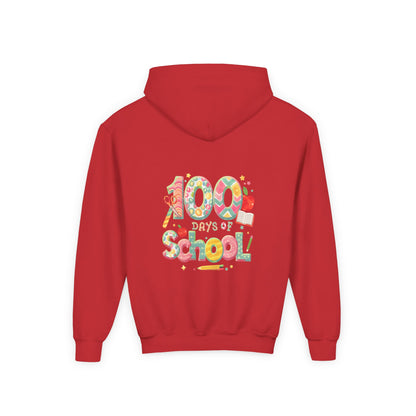 100 Days of School Youth Hoodie, Colorful School Spirit Sweatshirt, Kids Celebration Hoodie, Perfect for School Events, Fun Memory Gear