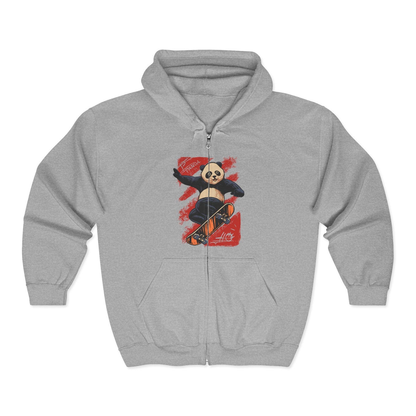 Panda Full Zip Hoodie - Soft and Comfy Unisex Sweatshirt with Reduced Pilling - Embroidery Option Available Sport Grey