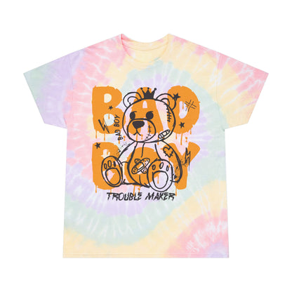 Unisex "Bad Boy" Tie Dye T-Shirt – Streetwear Graphic Tee with Trouble Maker Teddy Bear – Soft Cotton Rebel Style