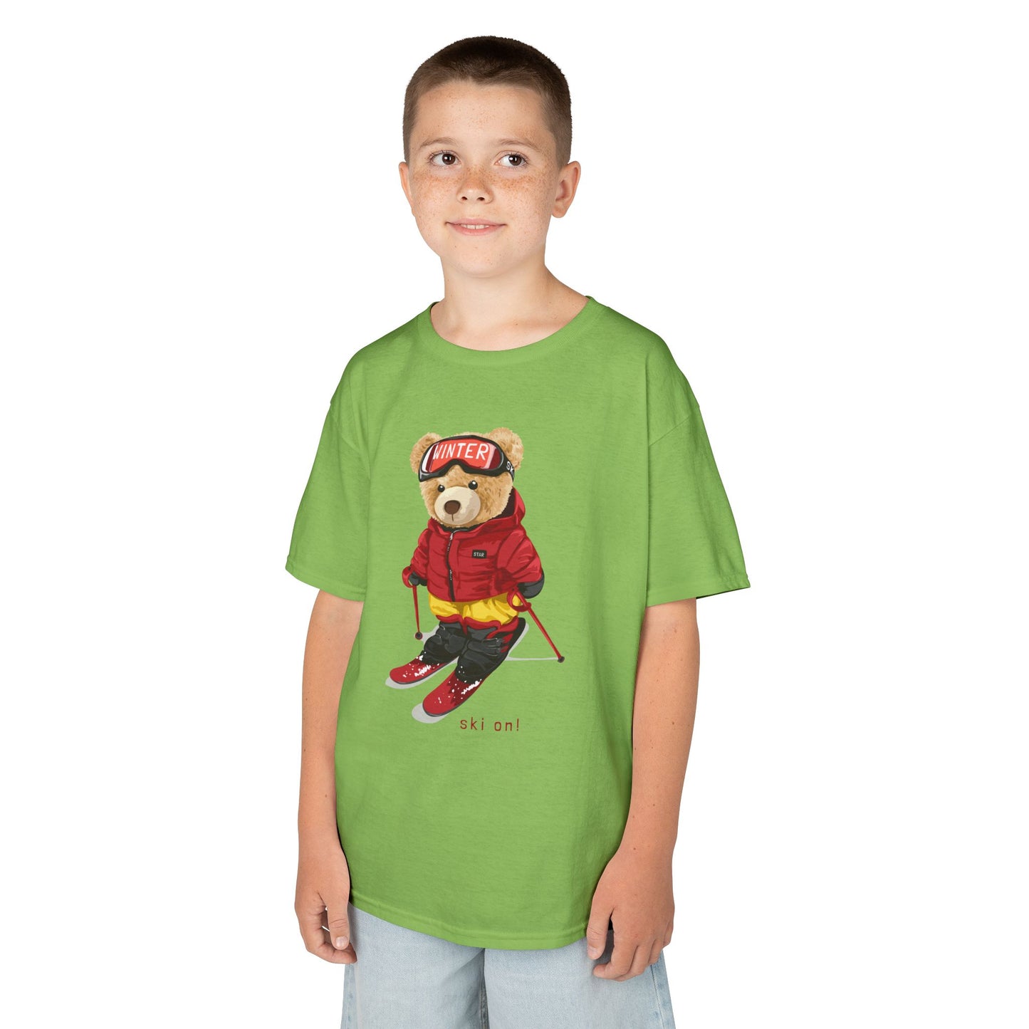 Kids Graphic Tee with Cool Bear Design, Fun Casual Wear for Boys and Girls, Perfect for Birthday Gifts, Playdates, and Everyday Comfort