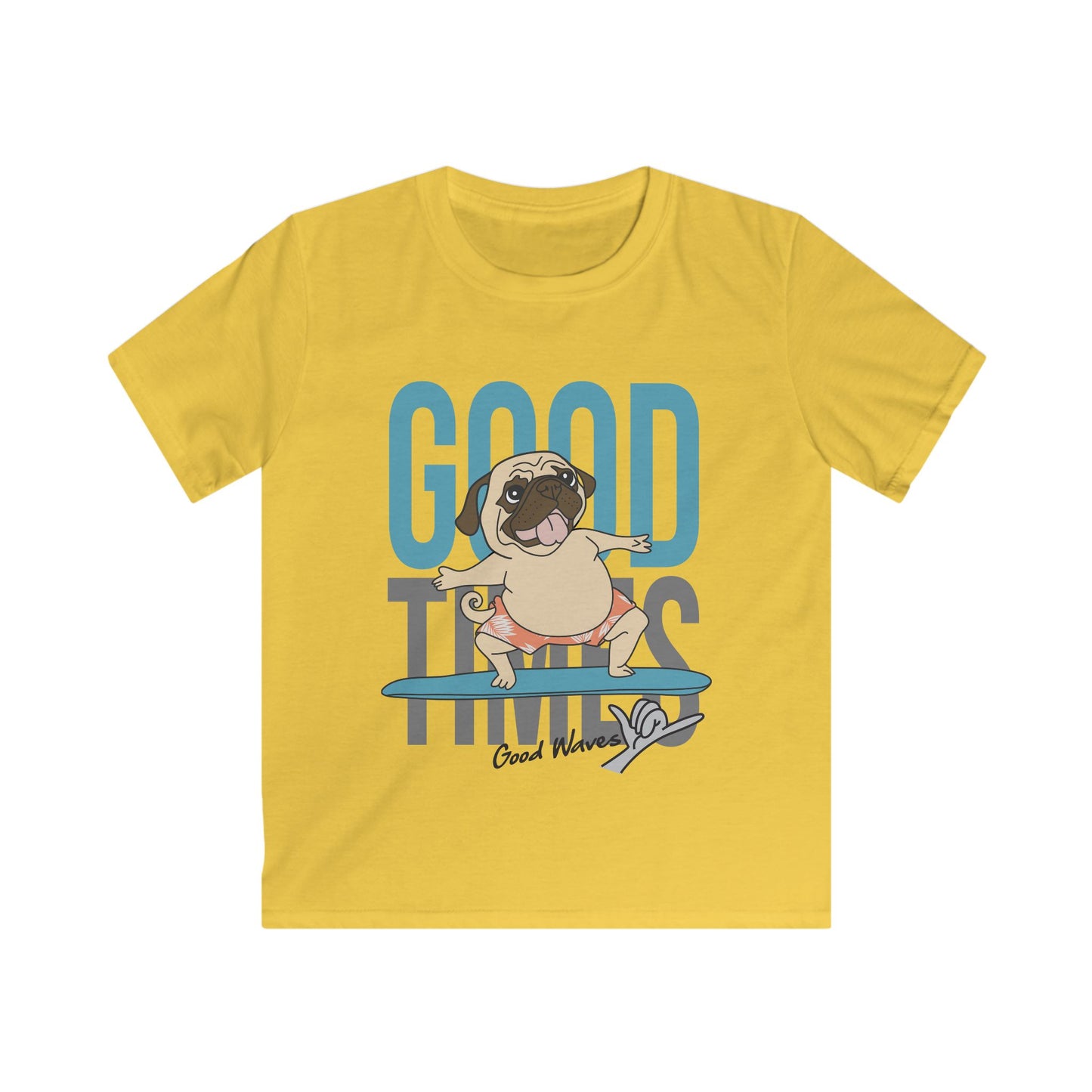 Kids Pug Surfing Tee, Fun Summer Shirt, Cute Dog Apparel, Perfect Gift for Kids, Beach Party Essential, Vacation Outfit Daisy
