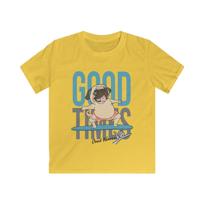 Kids Pug Surfing Tee, Fun Summer Shirt, Cute Dog Apparel, Perfect Gift for Kids, Beach Party Essential, Vacation Outfit Daisy