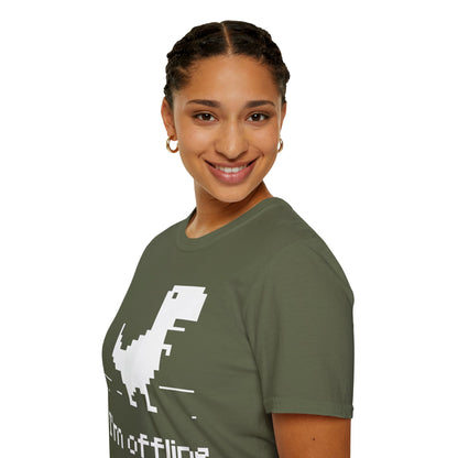 Retro Dinosaur Tee - I'm Offline T-Shirt | Perfect Gift for Gamers, Casual Wear, Retro Design, Birthday Surprise, Fun Gift