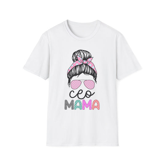 CEO Mama Graphic T-Shirt - Unisex Softstyle Tee, Perfect Gift for Mom, Birthday, Mother's Day, Casual Wear, Relaxed Fit White
