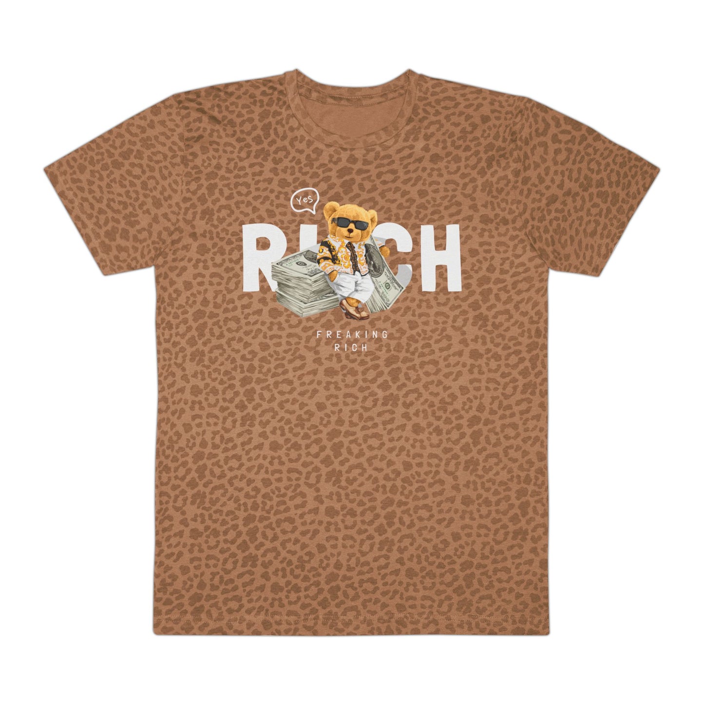 Wildly Rich - Men's Fine Jersey Tee, Unique Graphic T-Shirt for Men, Cool Animal Print Tee, Fashionable Casual Wear, Gift for Him Brown Leopard
