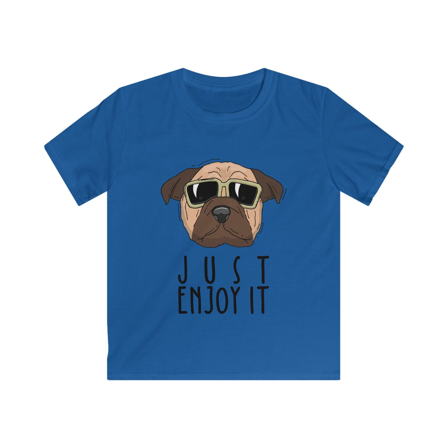 Cool Dog Graphic Tee for Kids - Just Enjoy It, Fun Gift, Animal Lovers, Summer Wear, Casual Style Royal