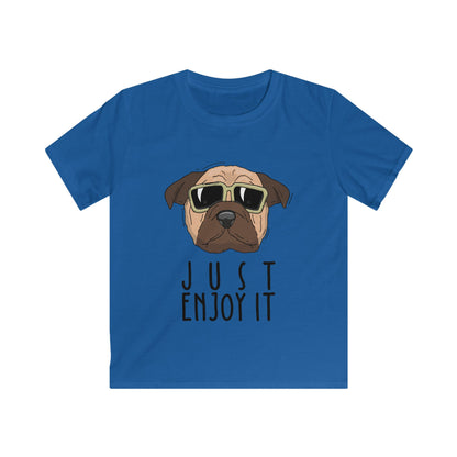 Cool Dog Graphic Tee for Kids - Just Enjoy It, Fun Gift, Animal Lovers, Summer Wear, Casual Style Royal