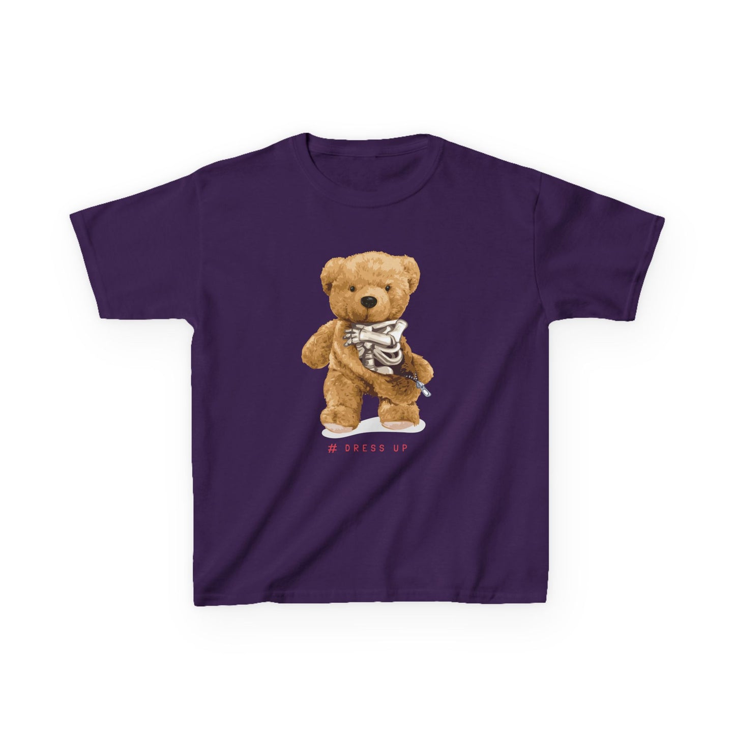 Cute Teddy Bear Kids Tee, Kids Cotton T-Shirt, Fun Graphic Tee, Childrens Holiday Gift, Soft Casual Wear Purple