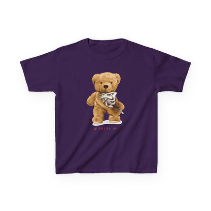 Cute Teddy Bear Kids Tee, Kids Cotton T-Shirt, Fun Graphic Tee, Childrens Holiday Gift, Soft Casual Wear Purple