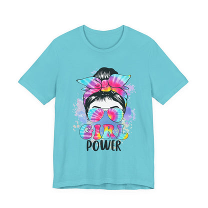 Empowering Girl Power Tee, Unisex T-Shirt for Girls, Feminist Apparel, Gift for Her, Cute Summer Top, Casual Statement Shirt Turquoise