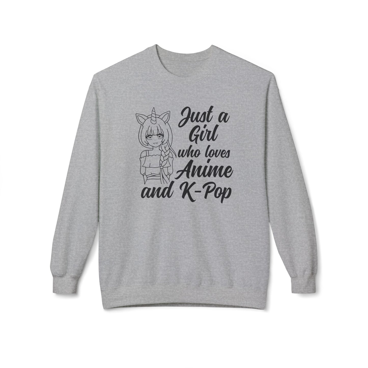 Anime & K-Pop Crewneck Sweatshirt, Cozy Gift for Fans, Cute Fashion for Anime Lovers, Perfect for Casual Outfits, Birthday & Holiday Gift Sport Grey