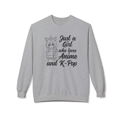 Anime & K-Pop Crewneck Sweatshirt, Cozy Gift for Fans, Cute Fashion for Anime Lovers, Perfect for Casual Outfits, Birthday & Holiday Gift Sport Grey