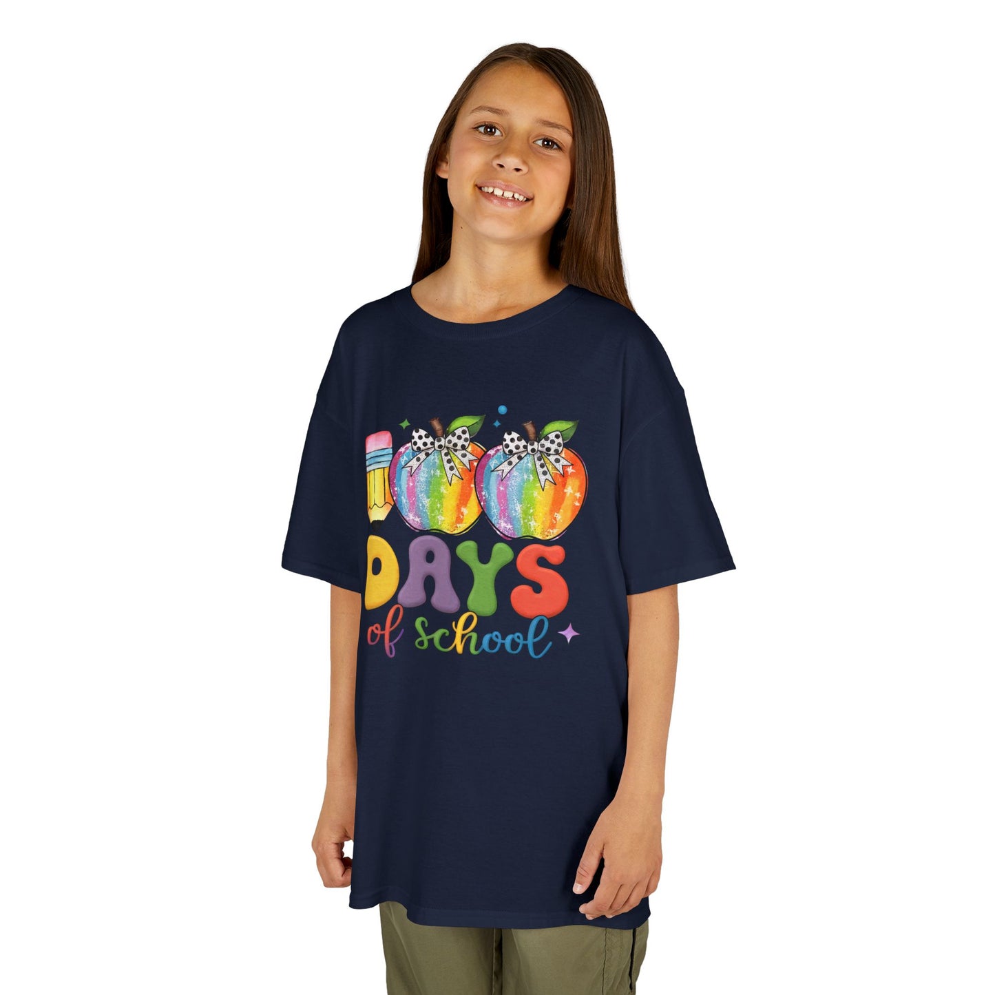 Colorful 100 Days of School Kids Tee, Fun T-Shirt, Back to School, Teacher Gift, Rainbow Design, Kid's Clothing