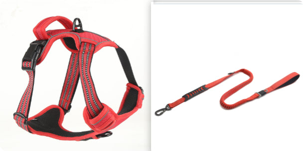 Dog Harness No Pull Breathable Reflective Pet Harness Vest Red set1