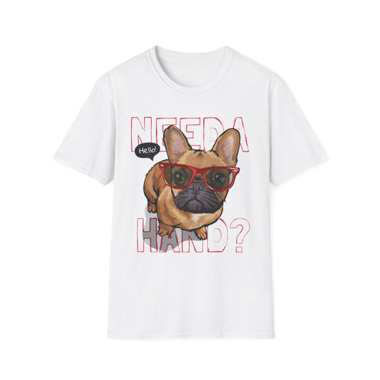 Funny Dog T-Shirt – Need a Hand? Unisex Softstyle Tee, Gift for Dog Lovers, Cute Pet Apparel, Casual Wear, Animal Lover Shirt White