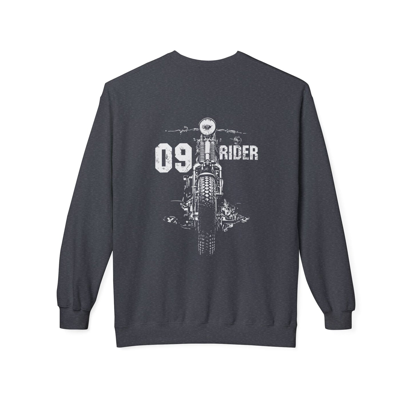Retro Unisex Fleece Crew Sweatshirt - 09 Rider Design, Cozy Apparel, Gift for Bikers, Streetwear, Festival Wear, Everyday Comfort