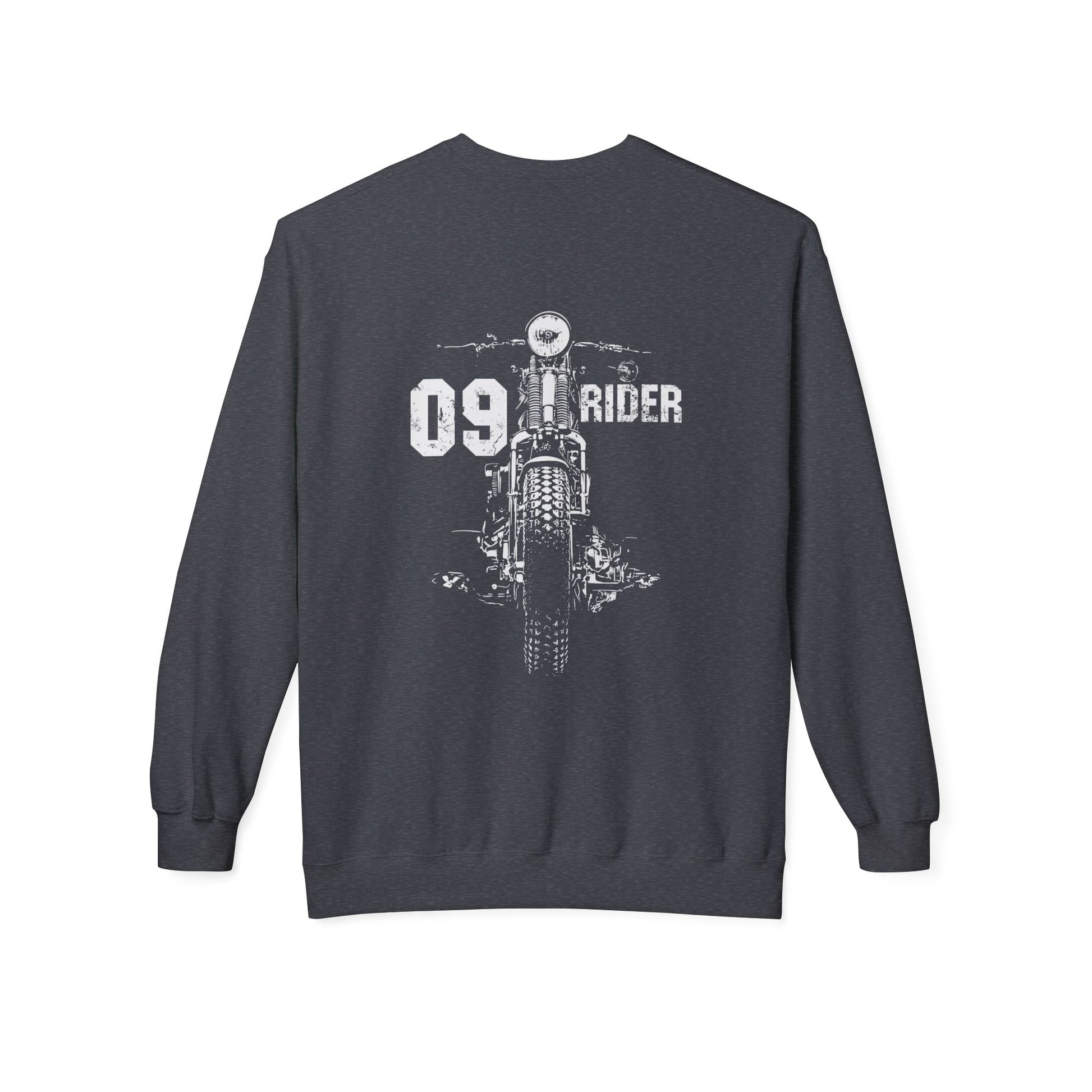 Retro Unisex Fleece Crew Sweatshirt - 09 Rider Design, Cozy Apparel, Gift for Bikers, Streetwear, Festival Wear, Everyday Comfort